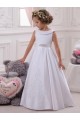 Long Sleeveless Satin & Lace Ivory Ball Gown Flower Girl Dresses Colchester
