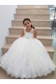 Long Sleeveless Tulle & Lace Ivory High Neck Ball Gown Flower Girl Dress for Wedding Colchester