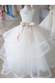 Long Sleeveless Tulle & Lace Ivory Ball Gown Flower Girl Wedding Dress Colchester