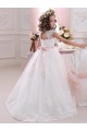 Long Cap Sleeves Tulle & Lace Ivory Ball Gowns Flower Girl Dress Colchester