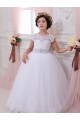 Chapel Train Cap Sleeves Tulle & Lace Ivory Ball Gown Flower Girl Dresses Colchester