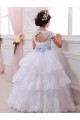 Chapel Train Cap Sleeves Tulle & Lace Ivory Ball Gown Flower Girl Dresses Colchester
