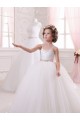 Chapel Train Sleeveless Tulle Ivory Ball Gown Flower Girl Dress Colchester