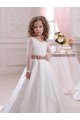 Chapel Train Long Sleeves Satin & Lace Ivory Ball Gown Flower Girl Dress Colchester
