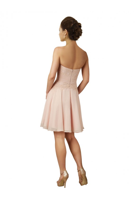Knee Length Sleeveless Soft Chiffon & Lace Pink A-Line Bridesmaid Dress Colchester