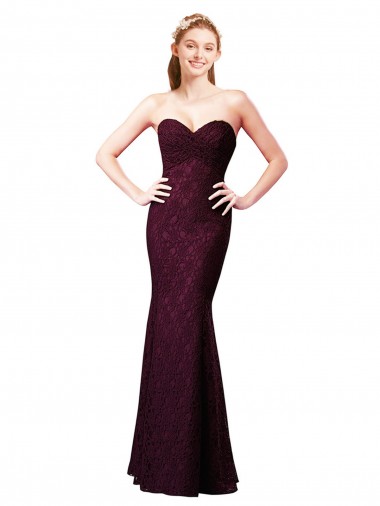 Long Sleeveless Lace Grape A-Line Bridesmaid Dress Colchester