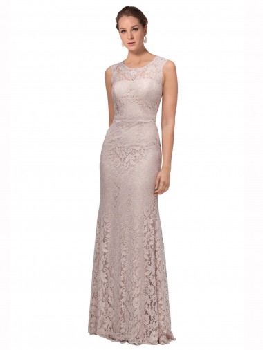 Long Sleeveless Lace Illusion Neck Mermaid Prom Dress / Bridesmaid Dress Colchester