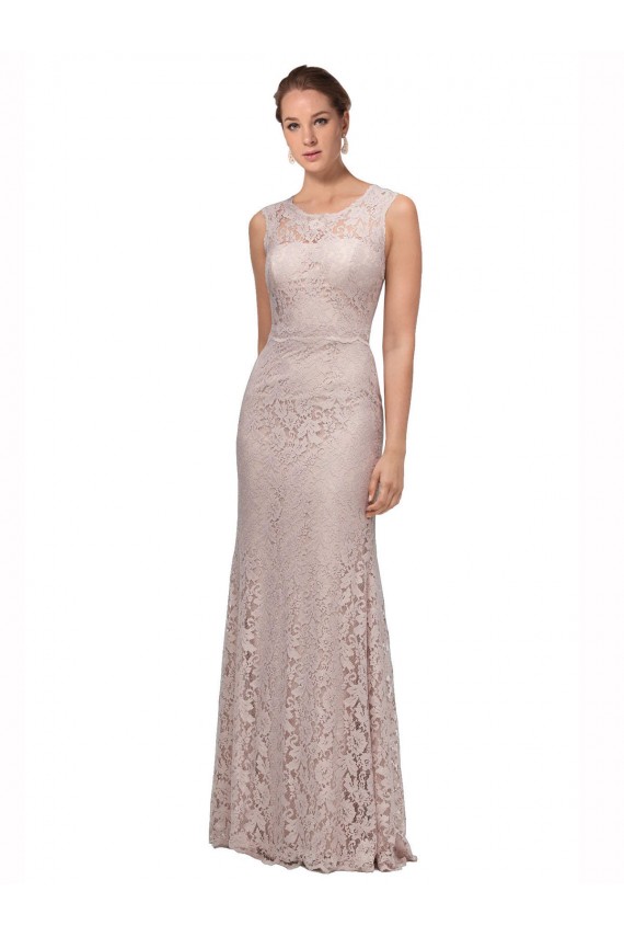 Long Sleeveless Lace Illusion Neck Mermaid Prom Dress / Bridesmaid Dress Colchester
