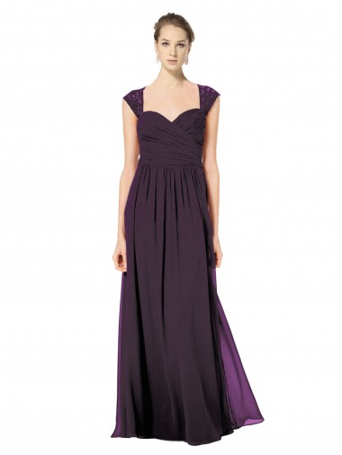 Long Sleeveless Soft Chiffon & Lace Grape A-Line Formal Dress / Bridesmaid Dress Colchester