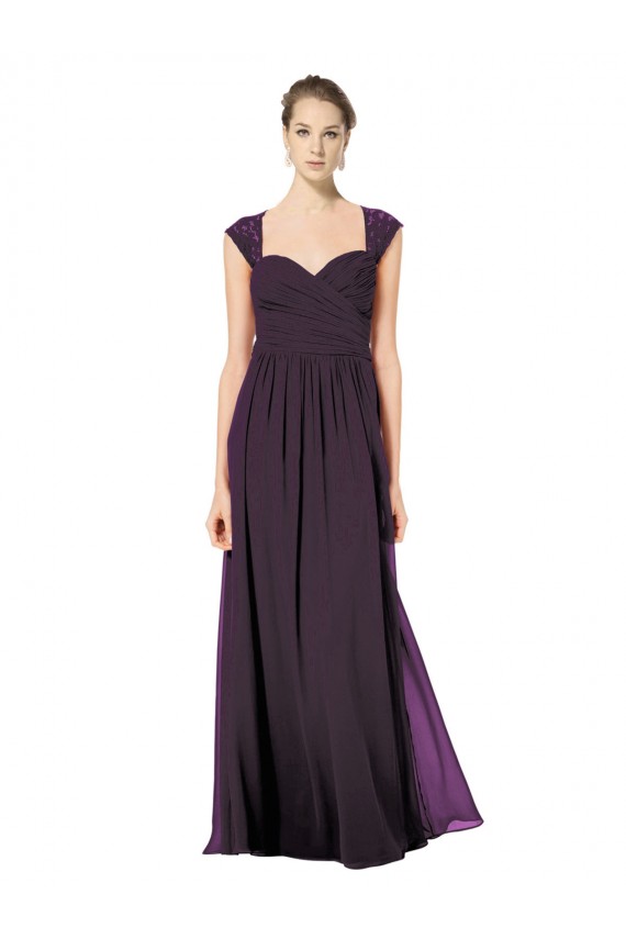 Long Sleeveless Soft Chiffon & Lace Grape A-Line Formal Dress / Bridesmaid Dress Colchester