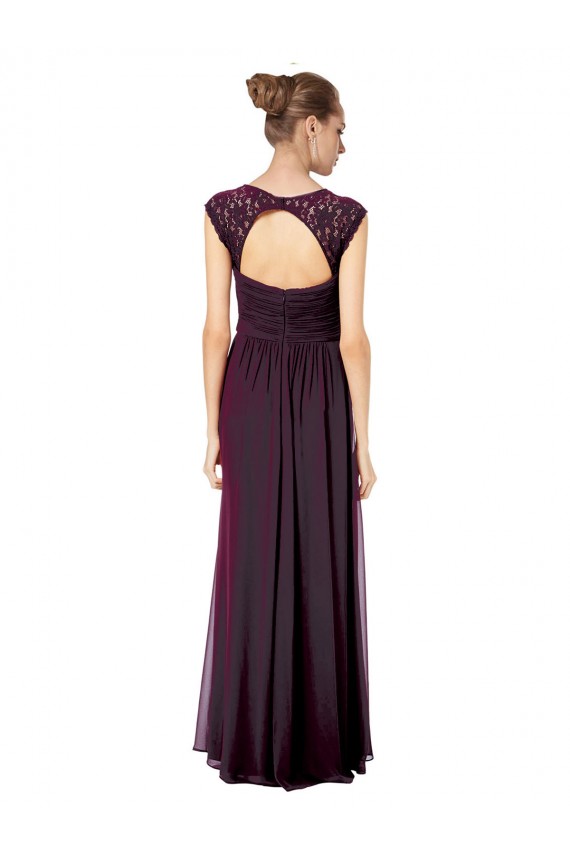 Long Sleeveless Soft Chiffon & Lace Grape A-Line Formal Dress / Bridesmaid Dress Colchester