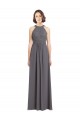 Long Sleeveless Soft Chiffon & Lace Stormy Silver A-Line Bridesmaid Dress Colchester