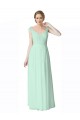 Long Cap Sleeves Soft Chiffon & Lace Mint Green A-Line Bridesmaid Dress Colchester