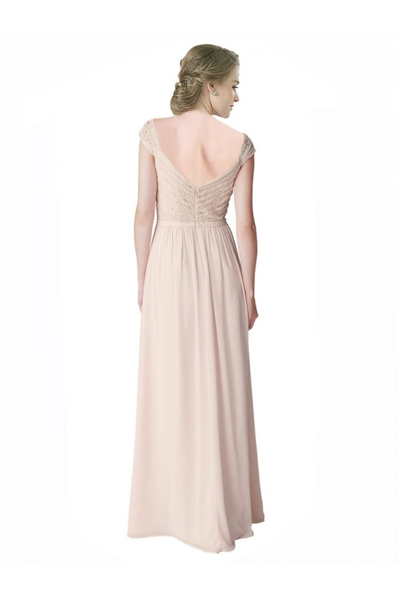 Long Cap Sleeves Soft Chiffon & Lace Mint Green A-Line Bridesmaid Dress Colchester