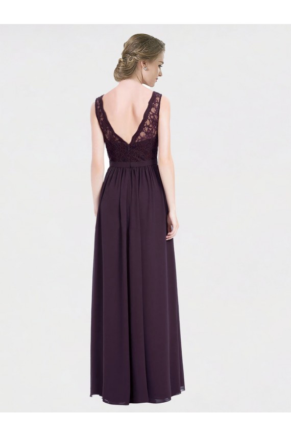 Long Sleeveless Chiffon & Lace Grape A-Line Bridesmaid Dress / Evening Dress Colchester