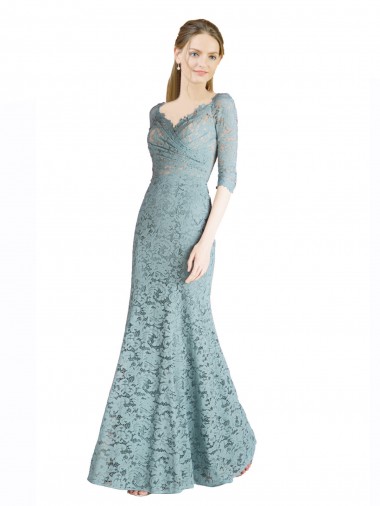 Long Half Sleeves Lace A-Line Prom Dress / Bridesmaid Dress Colchester