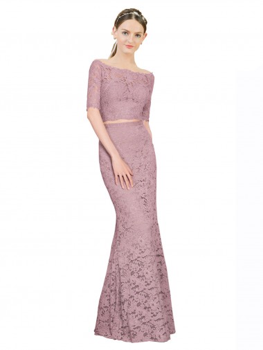 Short Sleeves Long Lace Mermaid Prom Dress / Bridesmaid Dress Colchester
