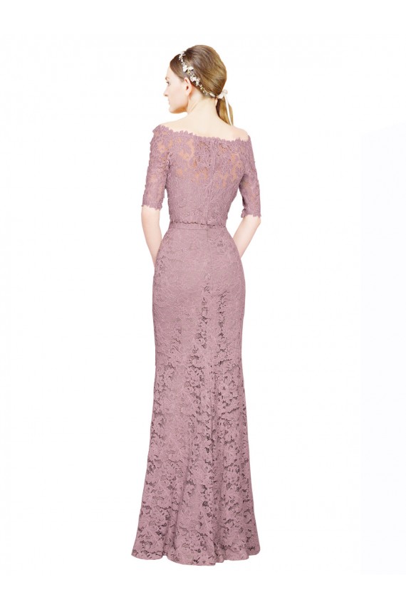 Short Sleeves Long Lace Mermaid Prom Dress / Bridesmaid Dress Colchester