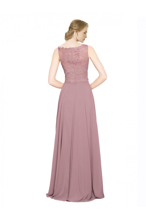 Long Sleeveless Soft Chiffon & Lace A-Line Black Tie Prom Dress / Bridesmaid Dress Colchester