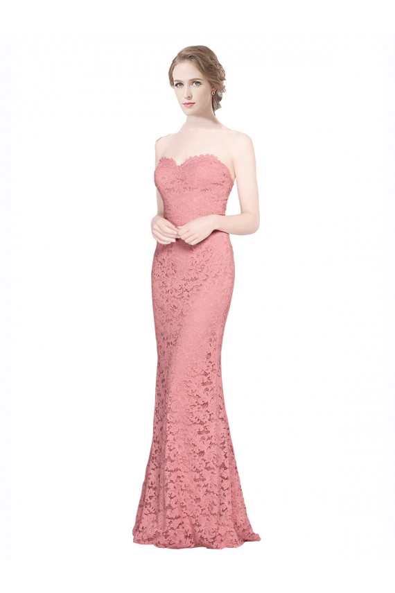 Long Sleeveless Lace Salmon Mermaid Formal Dress / Bridesmaid Dress Colchester