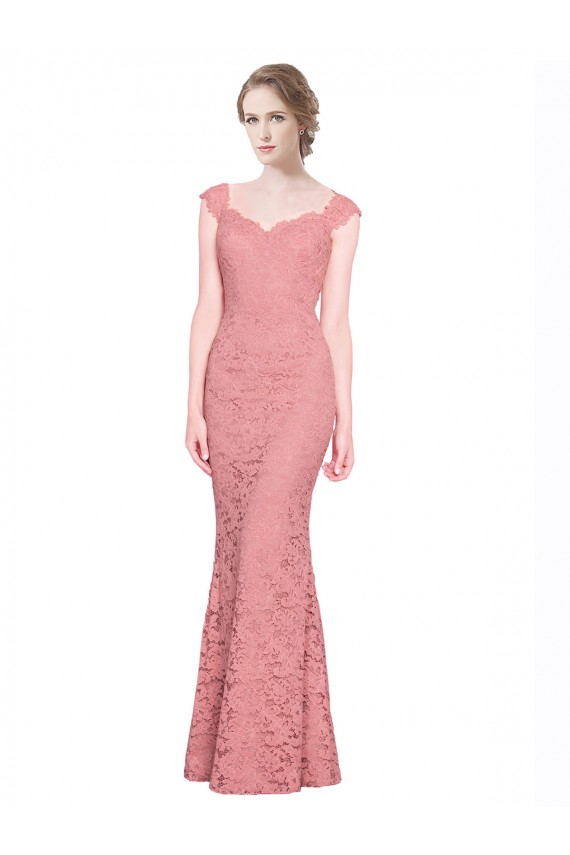 Long Sleeveless Lace Salmon Mermaid Prom Dress / Bridesmaid Dress Colchester