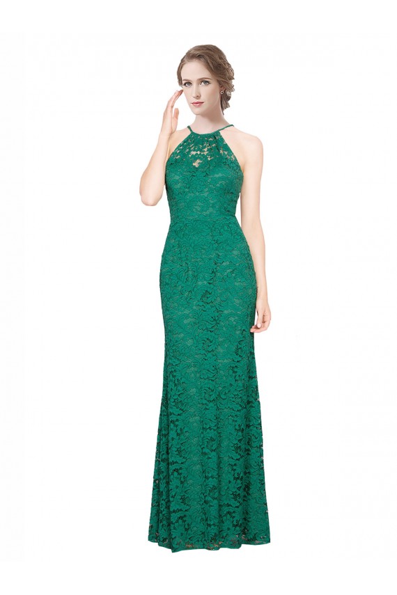 Long Sleeveless Lace Dark Green Mermaid Prom Dress / Bridesmaid Dress Colchester