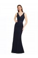 Long Sleeveless Lace Dark Navy Sheath Bridesmaid Dress Colchester