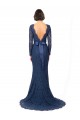 Sweep Train Long Sleeves Lace Dark Navy Mermaid, Sheath Bridesmaid Dress Colchester