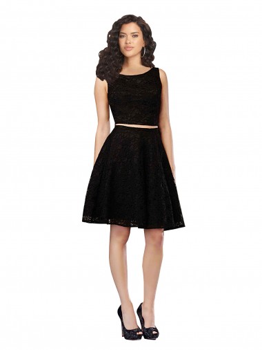 Knee Length Sleeveless Lace Black A-Line Bridesmaid Dress Colchester