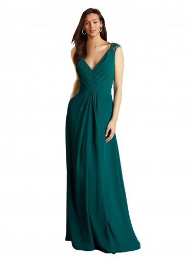 Long Sleeveless Soft Chiffon & Lace Hunter A-Line Bridesmaid Dress Colchester