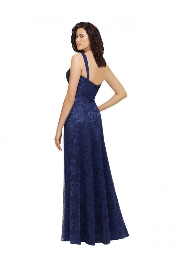Long Sleeveless Lace Dark Navy A-Line Bridesmaid Dress Colchester
