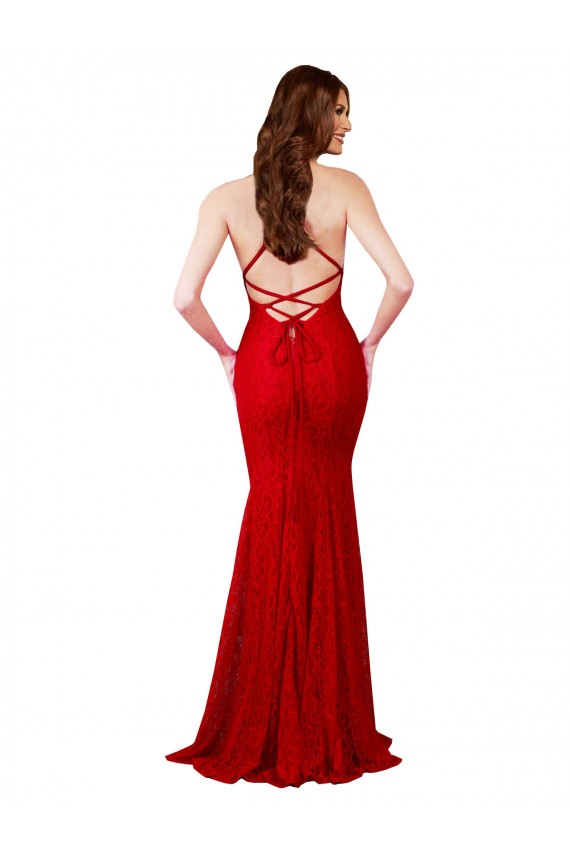 Long Sleeveless Lace Red Mermaid Formal Dress / Bridesmaid Dress Colchester