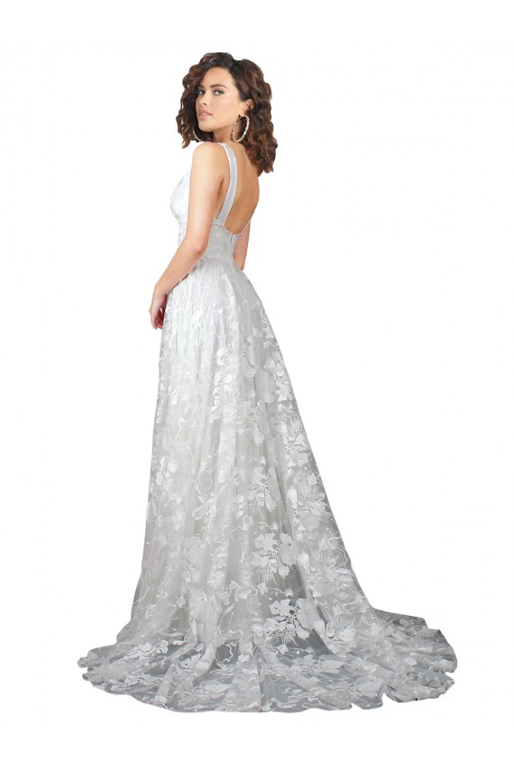 Chapel Train Sleeveless Lace Off White A-Line Wedding Dress Colchester