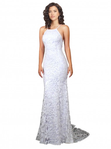 Sweep Train Sleeveless Lace White Sheath Wedding Dress Colchester