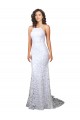 Sweep Train Sleeveless Lace White Sheath Wedding Dress Colchester