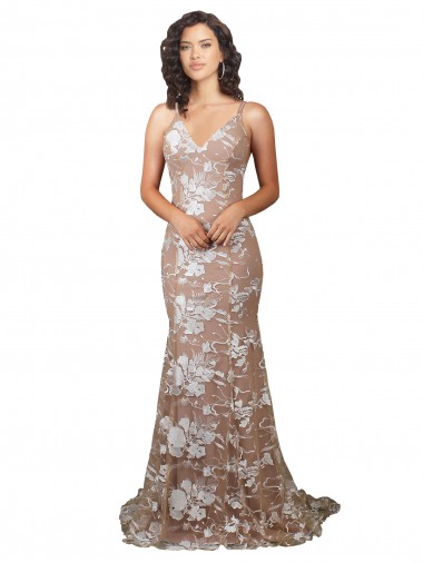 Sweep Train Sleeveless Lace Champagne V-Neck Mermaid Wedding Dress Colchester