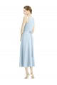 Tea Length Sleeveless Satin Light Sky Blue A-Line Bridesmaid Dress Colchester