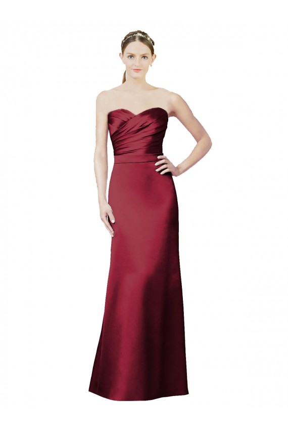 Long Sleeveless Satin Burgundy Mermaid Bridesmaid Dress / Evening Dress Colchester