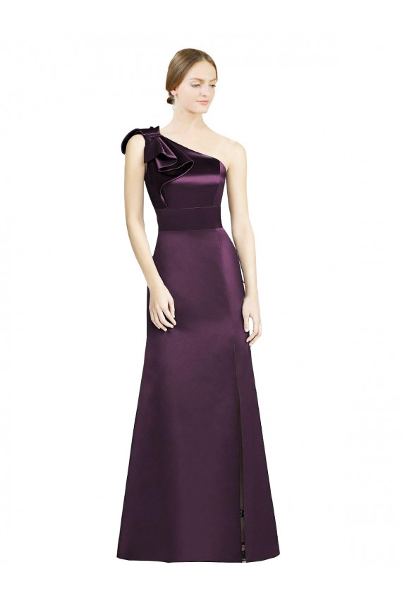 Long Sleeveless Satin Grape Mermaid Bridesmaid Dress Colchester