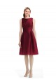 Knee Length Sleeveless Satin Burgundy A-Line Bridesmaid Gown Colchester