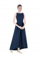Long Sleeveless Satin Dark Navy A-Line High Low Bridesmaid Dress Colchester
