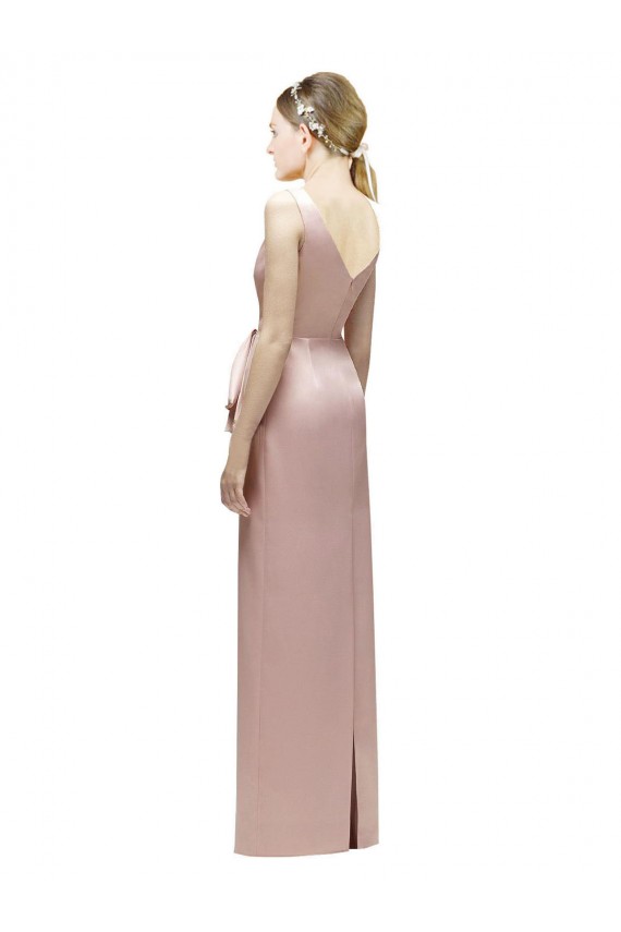Long Sleeveless Satin Pink Sheath Bridesmaid Dress Colchester