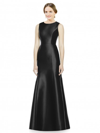 Long Sleeveless Satin Black Mermaid Bridesmaid Dress Colchester