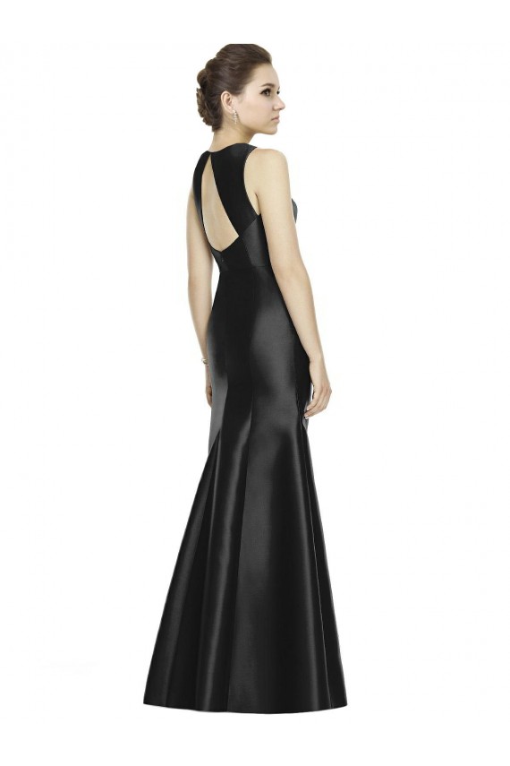 Long Sleeveless Satin Black Mermaid Bridesmaid Dress Colchester