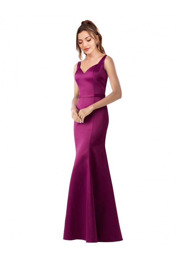 Long Sleeveless Satin Merlot Sheath Black Tie Evening Gown / Prom Dress / Bridesmaid Dress Colchester