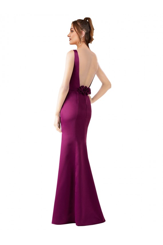 Long Sleeveless Satin Merlot Sheath Black Tie Evening Gown / Prom Dress / Bridesmaid Dress Colchester