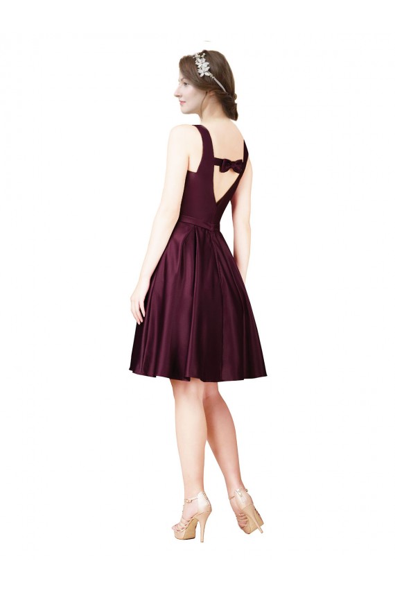 Knee Length Sleeveless Satin A-Line Prom Dress / Bridesmaid Dress Colchester