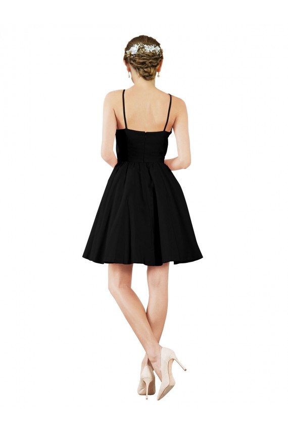 Knee Length Sleeveless Satin Dark Navy Halter Neck A-Line Bridesmaid Gown Colchester