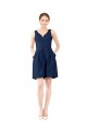 Knee Length Sleeveless Satin Dark Navy A-Line Bridesmaid Gown Colchester