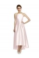 Long Sleeveless Satin Pink A-Line High Low Bridesmaid Dress Colchester